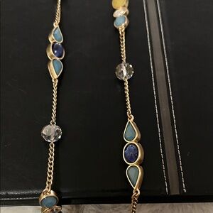 LOFT Gold Necklace  with Blue and Clear Accents